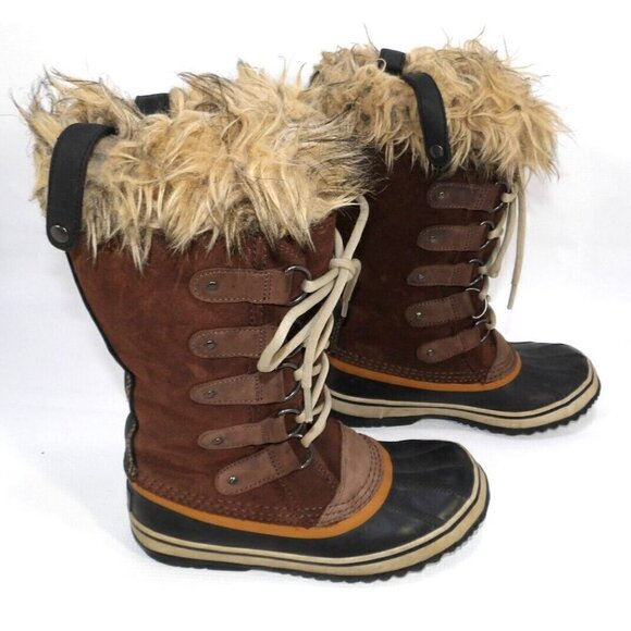 SOREL brown suede leather & rubber waterproof insulated winter boots women's 6 - Picture 5 of 10